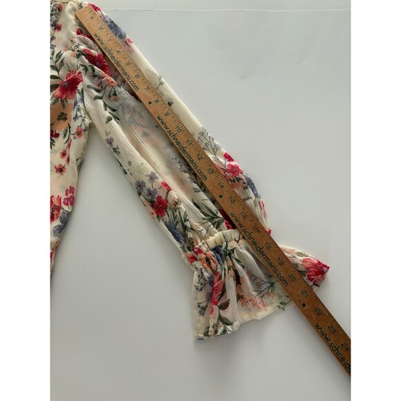 Venus Floral Blouse Size 2 Oversize Lace Flounce Sleeve Milkmaid Prairie (M) - Picture 15 of 16